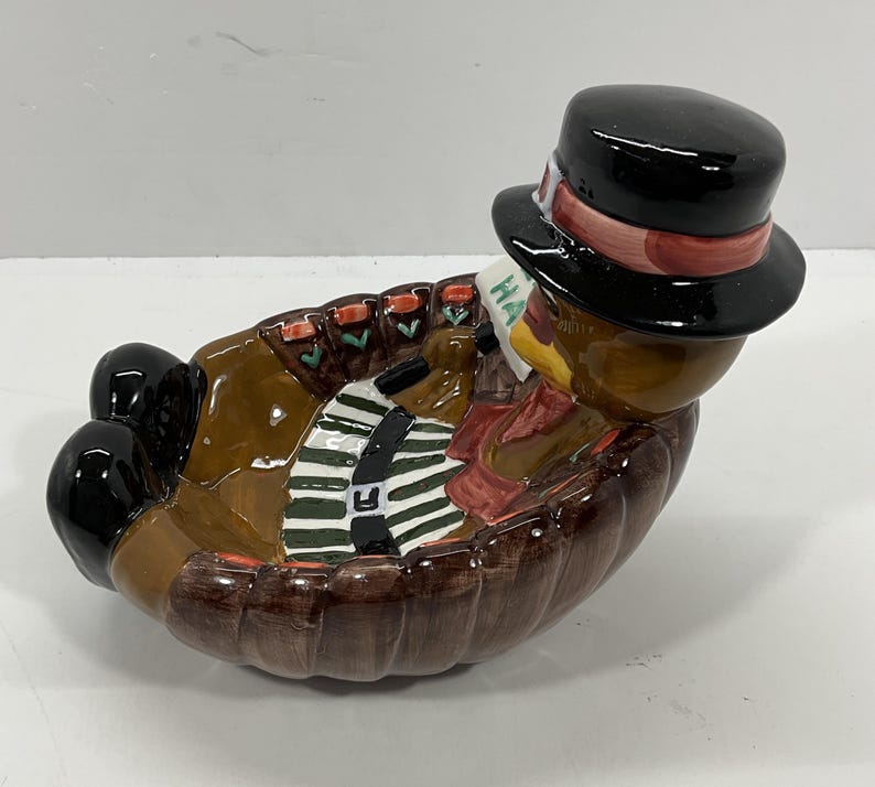 Thanksgiving eat Ham Turkey Candy Dish Mint Condition 7 X 6 X 6 Etsy