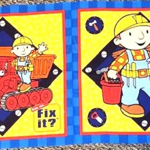 Cut and Sew, Bob The Builder, Fabric Pillow Panel, Cranston Print Works, 2002