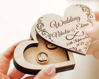 Wedding ring holder box - Wooden ring bearer box - Wedding ring box - Personalized ring box