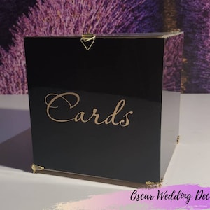 Scatola postale per matrimonio - Scatola di cartoncino nero con lucchetto e fessura - Scatola dei desideri personalizzata - Scatola per biglietti di matrimonio