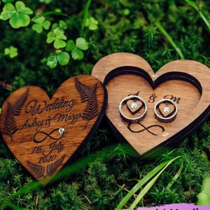 Wedding ring box Heart - Personalized wedding ring holder -  Rustic wedding ring bearer box - Engagement ring box