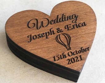 Travel theme wedding ring bearer box - Wood ring box for wedding ceremony - Personalized ring holder