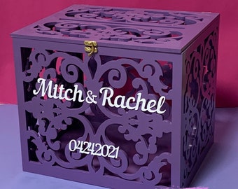 Wishing well box - Wedding card box BIG with lock - Personalised wedding post box - Wedding card holder