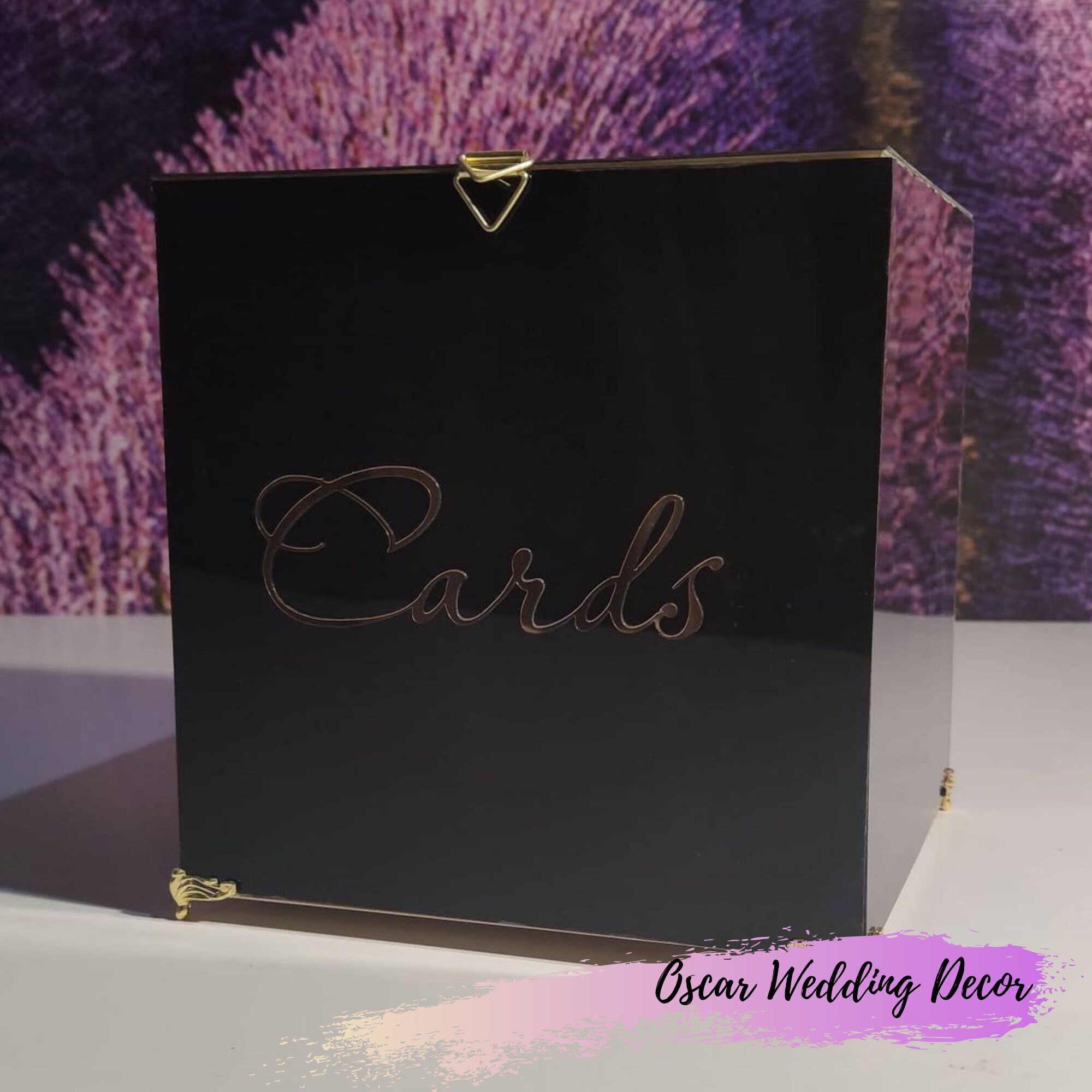 Wedding post box Black card box with lock and slot Etsy