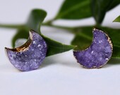 Amethyst Moon Stud Earrings