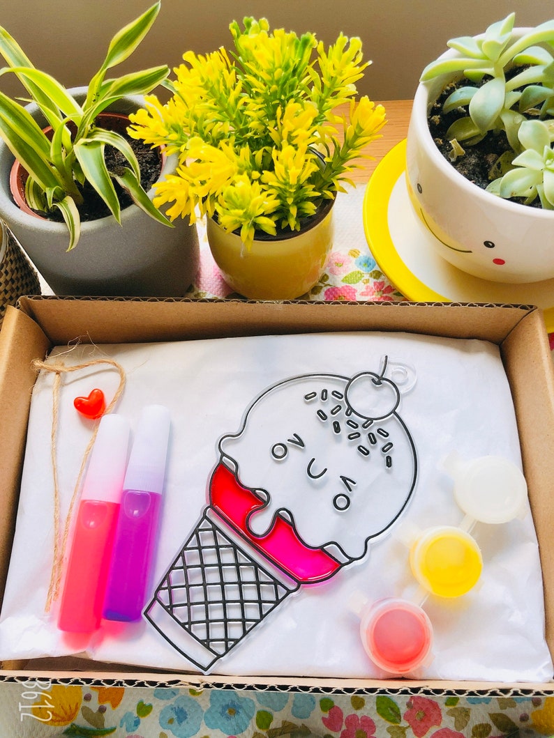Ice Cream Suncatcher DIY Craft kit for 1 Home DIY Suncatcher kit for 1