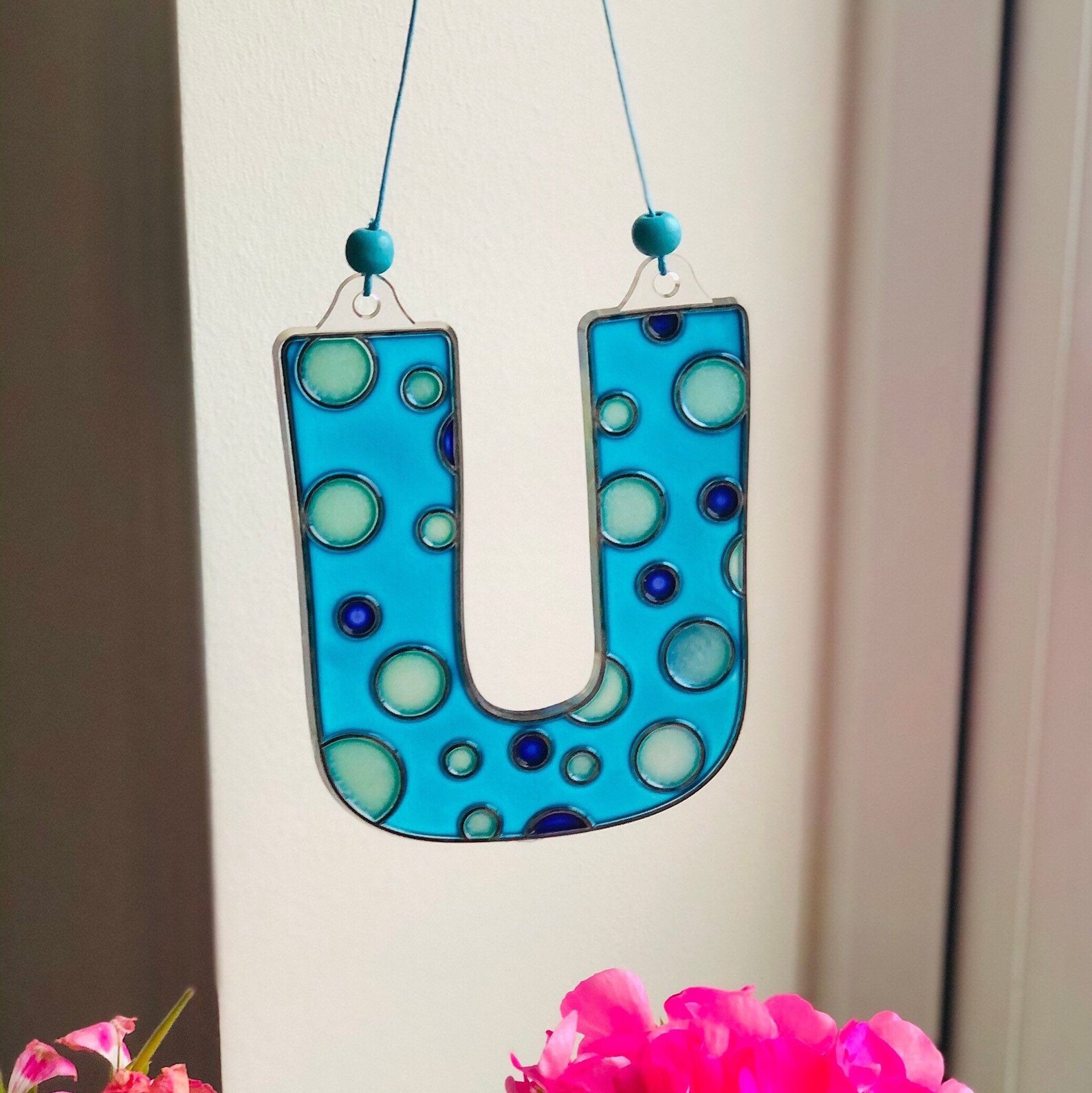 Alphabet Rainbow Suncatcher letter U Kids room decor Etsy