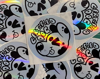 Certified Dog Holographic 2&quot; Sticker | Canine, Furry, Cute, Cartoon, Silly