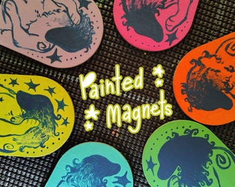 Painted Canvas Magnets: 4 by 3 inch acrylic paintings