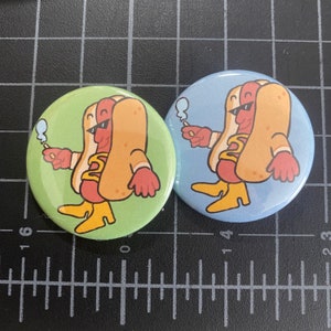 Hot Dog Guy 1.5" Pinback Button PREORDER | Made to Order, Hot Dog, Food Art, Metal Pinback Button