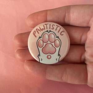 Pawtistic: 1.5" Metal Pinback Button, Autism Pride