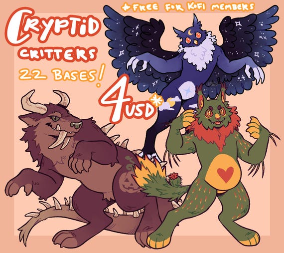 Cryptid Critters: Furry Art Base (PSD file, 22 Cryptids)