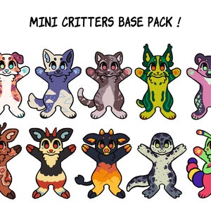 Mini Critters Base Pack One, solo file PSD / Furry Adopt Base Pack, arte di animali carini