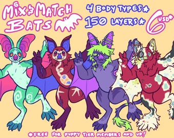 Mix & Match Bats: Furry Base, PSD file only