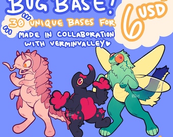 Bug Base #1 | Furry, Insect, Lineart, Art Base, Bee, Fly, Mantis, Snail