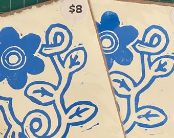 Funky Flower prints by verminvalley | linoprint, linocut, flower, floral wall hanging