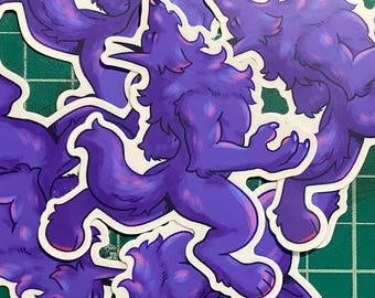 Howling Werewolf 3&quot; Vinyl Sticker | Wolf, Furry, Lycanthropy, Canine, Purple
