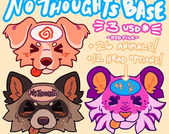 No Thoughts: Furry Art Base (PSD file, 26 animals)