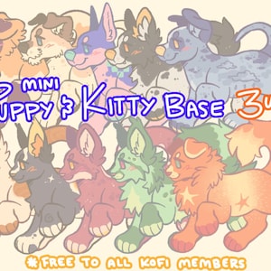 Mini Puppy & Kitty Base: 5 Dogs and 5 Cats, PSD file only