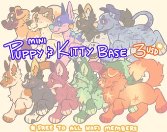 Mini Puppy & Kitty Base: 5 Dogs and 5 Cats, PSD file only