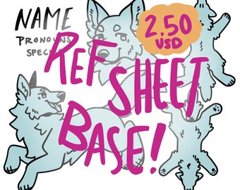 Canine Ref Sheet Base, PSD File Only | Furry Art Base