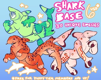 Shark Base: 30 Unique Species, PSD File + Procreate Brush (Furry Adopt Base)
