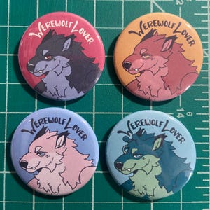 1.5&quot; Werewolf Lover Pins PREORDER by hazyhund | werewolf, monster lover, lycanthrope