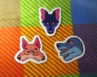 Creepy Canines Stickers | 3&quot; vinyl stickers, werewolf, canine, wolf, animal, laptop stickers