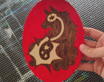 Werewolf Painted Woodburn | Woodburning, Pyrography, Animal Art, Red