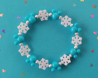 Frozen MOUSE ON ICE Winter Inspired Handmade Snowflake Beaded Bracelet