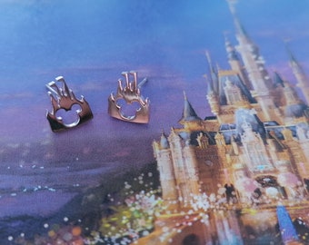 Magic Kingdom Inspired Castle Mouse Cut Out Inspired Rose Gold Stud Earrings