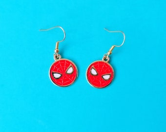 Superhero Arachnid Comic Book Handmade Web Charm Drop Earrings - NEW For 2023!