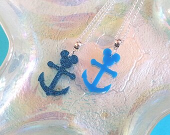 ANCHORS AWAY Anchor Mouse Handmade Acrylic Charm Drop Nautical Necklace - NEW For 2023! Just Cruisin' Style!