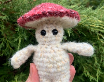 Mushroom Folk Doll Crochet Pattern - Beginner no-sew amigurumi toadstool - Written and photo tutorial