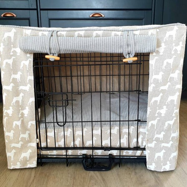 Made to measure dog crate cover, bed and bumper