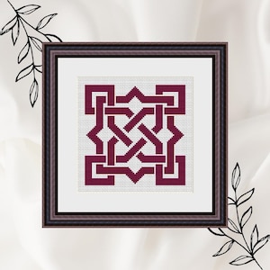 Patrón de punto de cruz de muestra, gráfico de bordado de azulejos cuadrados, patrón de puntada X geométrica, gráfico de punto de cruz monocromo, PDF de descarga instantánea