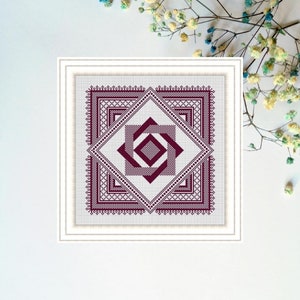 Monochrome Geometric Sampler Cross Stitch Pattern (PDF Pattern)