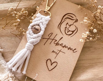 Midwife with heart | Macrame Keychain Personalized | with name | Gift | Gift idea | Easter