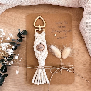 Makramee Schlüsselanhänger Trauzeugin fragen | Geschenkkarte | Personalisierte Geschenkkarte | Geschenk | Hochzeit