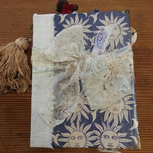 Celestial bodies No 1: Handmade Junk Journal Notebook with Collage, Pockets and Original Embellishments