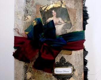 Victorian Dreams: Handmade Junk Journal with Collage, Pockets and Original Embellishments