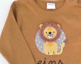 Birthday shirt with lion for boys – children's shirt with number & name personalizable