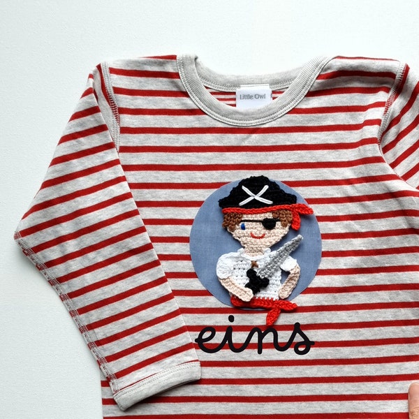 Geburtstagsshirt Jungen mit Pirat, Shirt personalisiert mit Zahl und/oder Name