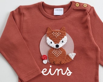 Geburtstagsshirt Jungen mit Fuchs, Shirt personalisiert mit Zahl und/oder Name