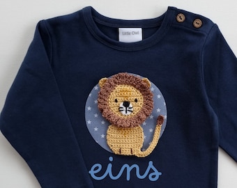 Birthday shirt boys with lion, shirt personalized with number and/or name