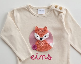 Geburtstagsshirt Mädchen mit Fuchs, Shirt personalisiert mit Zahl und/oder Name