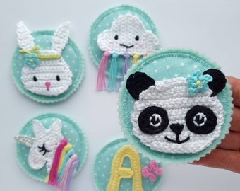 Klettie mit Hase Panda Einhorn für Schulranzen, Geschenk zur Einschulung