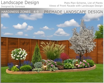 Premade Landscape Design, Flower Garden Plan, Zones 4-9 (Digital Download)