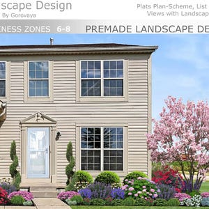 Premade Front Landscape Design, Landscape Garden Bed, Zone 6-8 , Landscape Idea, Front and Side Landscape Design, Magnolia Tree