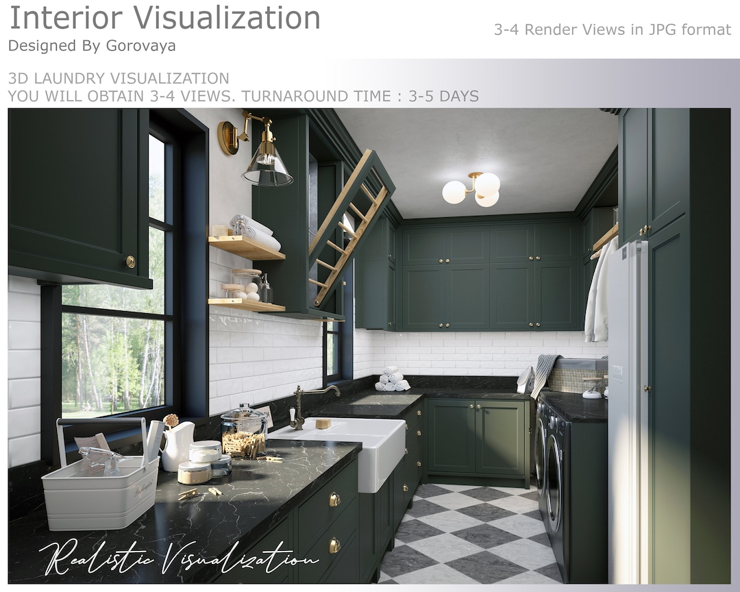 Laundry Room 3D Visualization & Photorealistic Rendering - Etsy